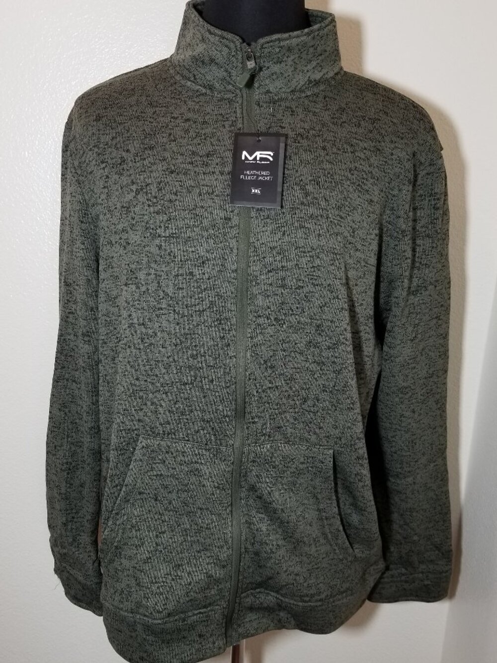 Mack Russo Mens XXL Green Fleece Zip Jacket Activewear Athletic Loungewear NWT